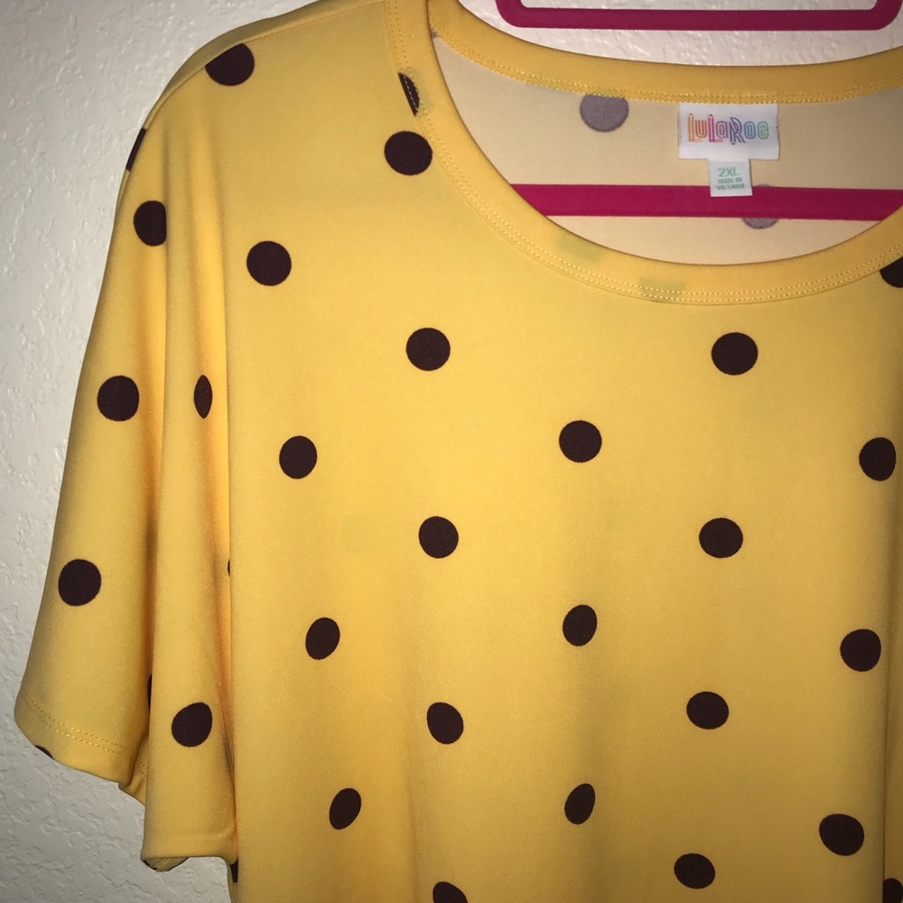LuLaRoe Polka Dots Marly 2X BNWT Purple On Peach - Picture 2 of 8